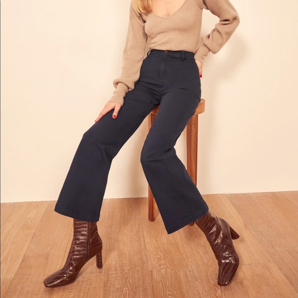 Reformation Denim - reformation jane wide leg jeans in navy